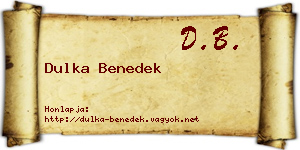 Dulka Benedek névjegykártya